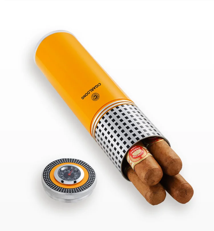 COHIBA, классические гаджеты, алюминиевый сплав, дорожная сигарная трубка, портативная банка, для улицы, для сигар, Humidor W, увлажнитель, гигрометр, флокирующая сумка