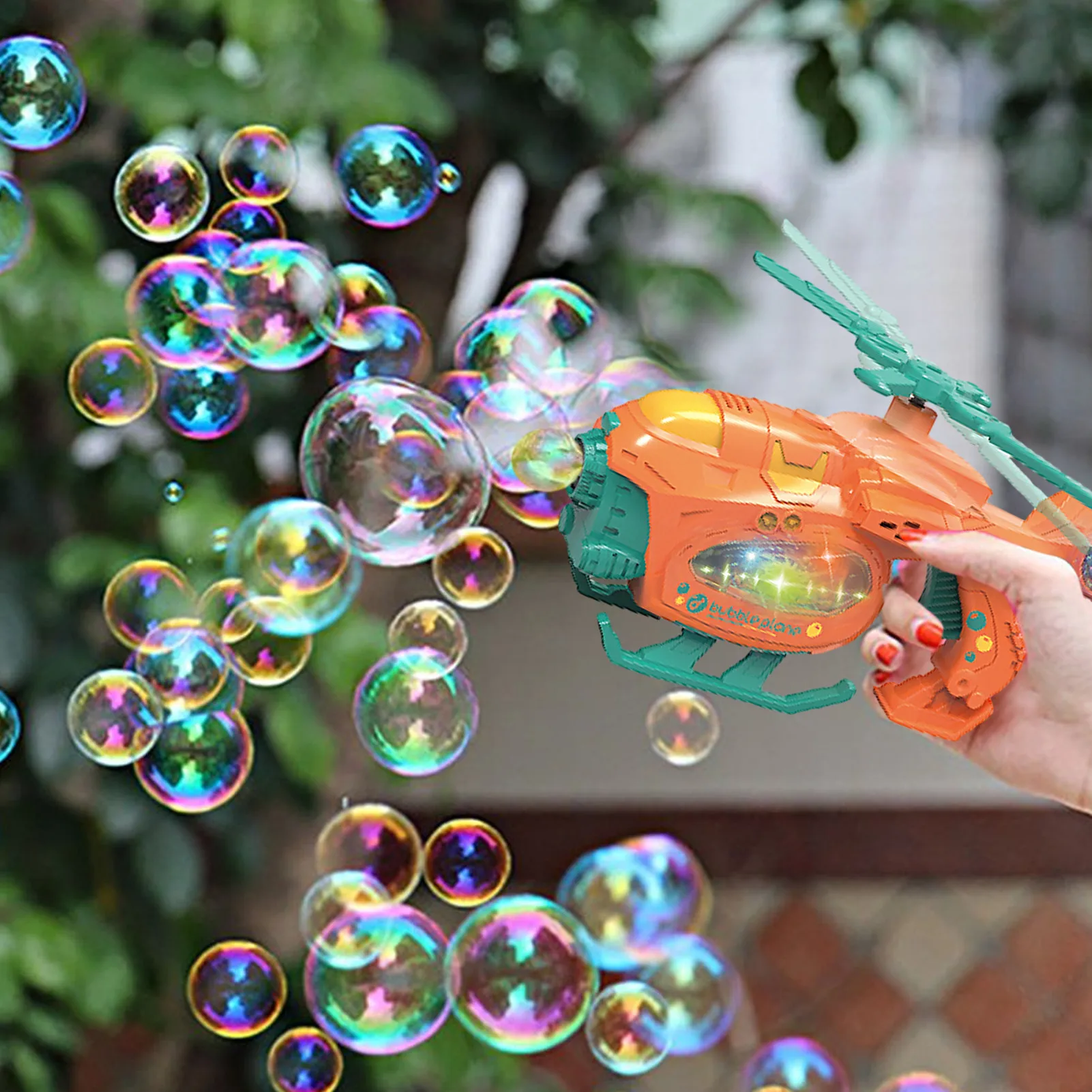 

Glow Blower Bubble Gun Automatic Bubble Machine Movable Helicopter With Music Light Outdoor Soap Bubbles For Children Gift