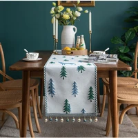 christmas table runner tree forest deer jacquard home furnishing fabric living room tea flag xmas party decor