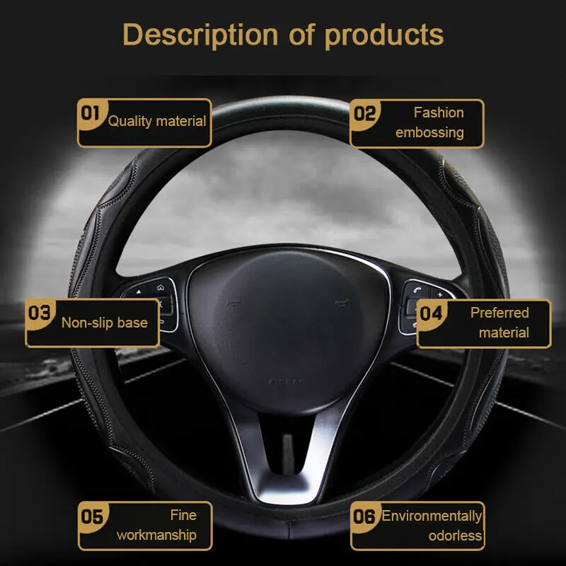 

37-38CM Steering Wheel Cover Beige For Round/D-Shape Parts Replacement