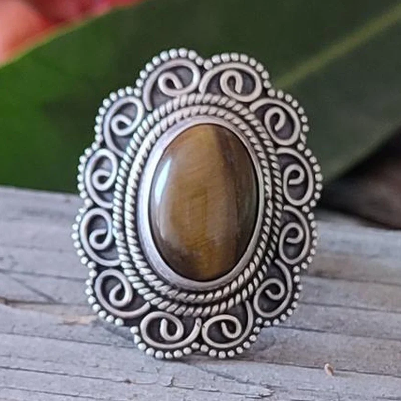 

Boho Statement Ring - Tiger Eye Sterling Silver Hand Crafted Bohemian