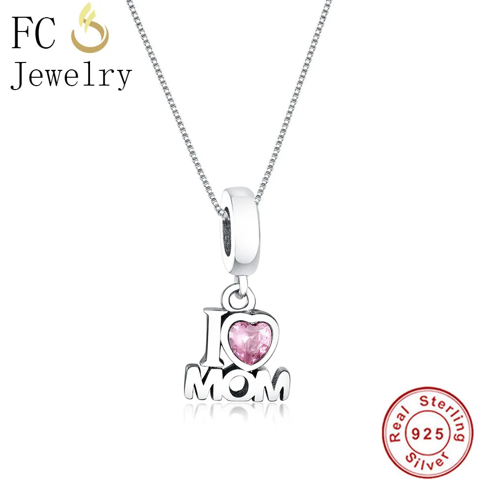 FC ювелирные изделия 925 Стерлинговое Серебро Любовь Сердце буква Мама розовый