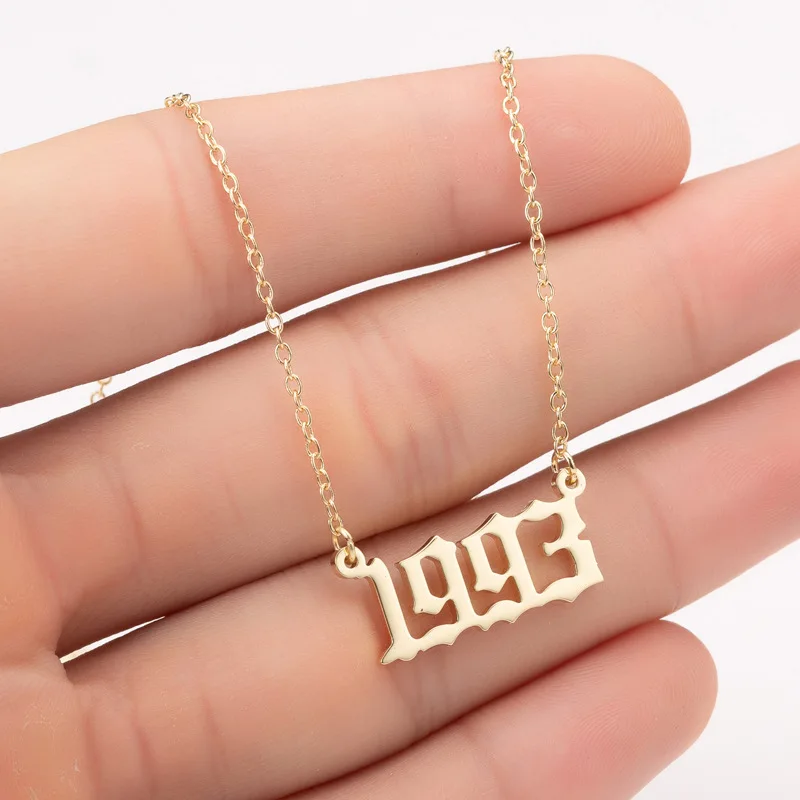 1993 Women Personalized Necklace Special Date Year Number Necklace girl1994 1995 1996 1997 1998 1999 from 1980 to 2002 chain Jewelry - Окраска металла: 1993