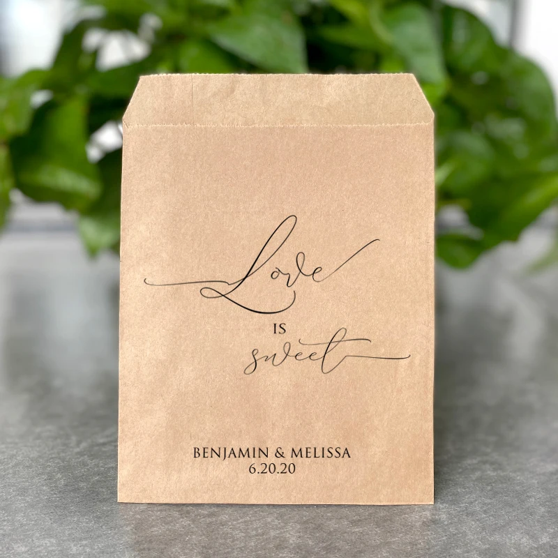 Love is sweet bags персонализированные свадебные пакеты для конфет из крафт бумаги и