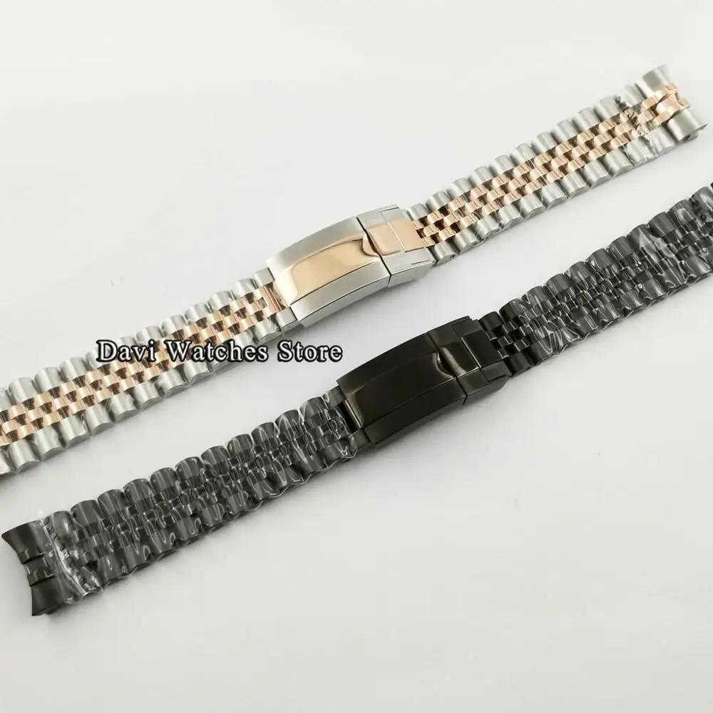 

20mm New Style Black PVD/Rose Gold Jubilee Steel Solid Watchband Strap Bracelet Fit 40mm Watch