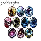 Волшебная луна звезды замок кошки 10 шт. смешанный 13x1 8 мм18x2 5 мм30x40 мм Овальный фото стекло кабошон демонстрация плоская задняя сторона изготовление