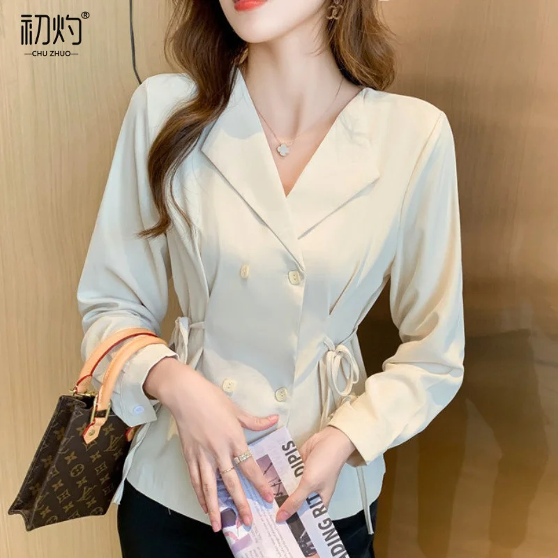 

Осень 2021 Новинка приталенный дизайн Модная элегантная рубашка высокого качества с длинным рукавом женский шикарный топ