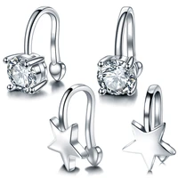 1pc copper clip on earrings for women gem ear clip cuff fake earring hoop piercing star non pierced cartilage helix body jewelry