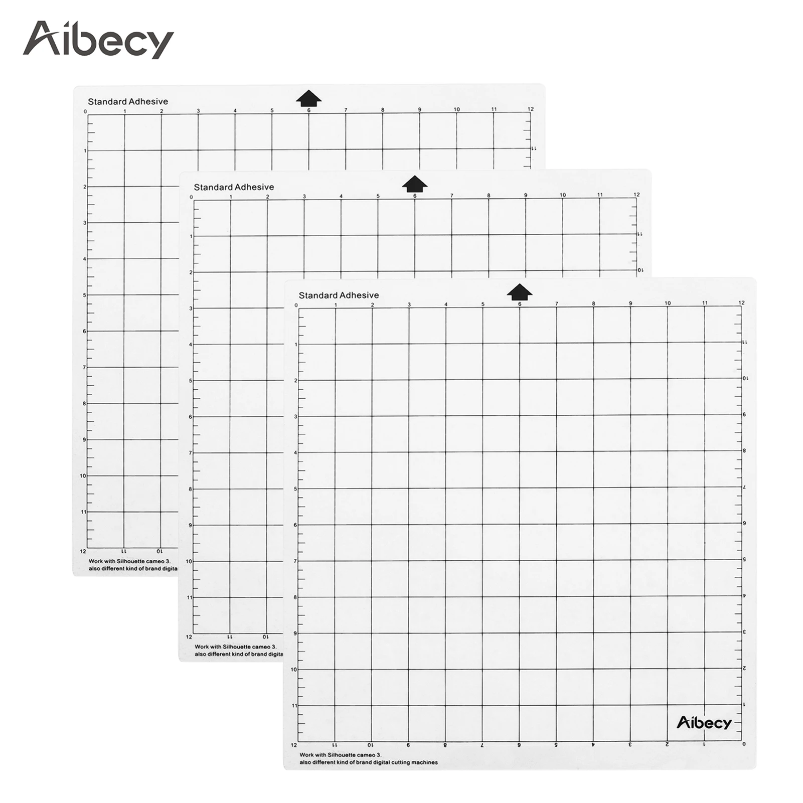 Aibecy 3 шт. Замена режущего коврика прозрачный клей с измерением G-Rid 12*12 дюймов для силуэта камео плоттер машина - изображение
