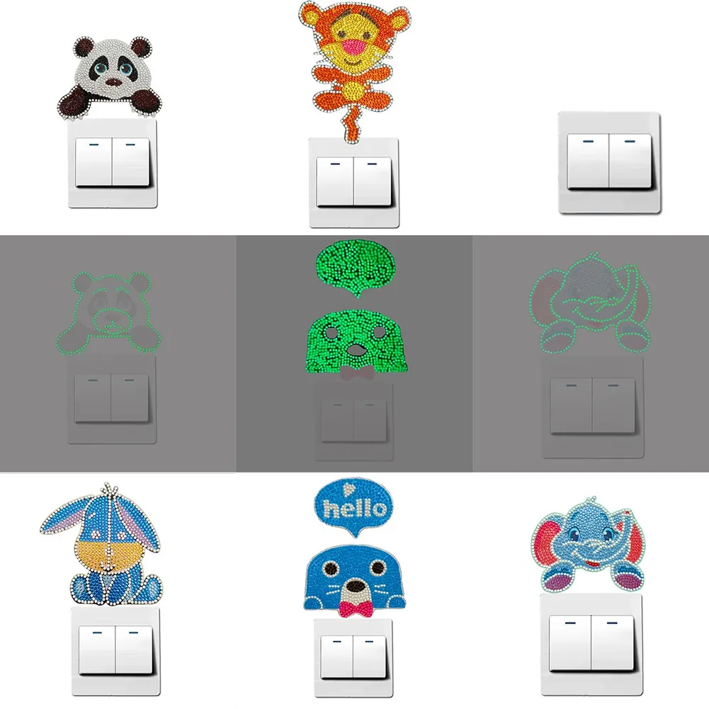 5D алмазная живопись наклейки сделай сам светящиеся с переключателем на стену в