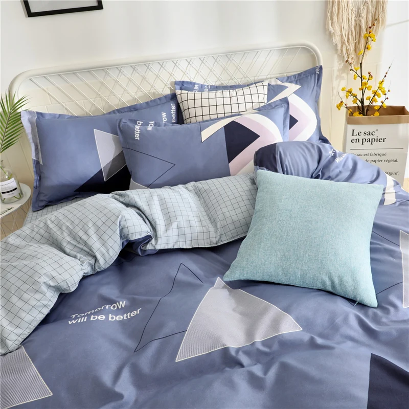 

Hot Sale Geometric Style Bedding Cotton Printed Pillowcase Quilt Cover Bed Sheet Queen Size Bed King Size Bed Four-Piece Set