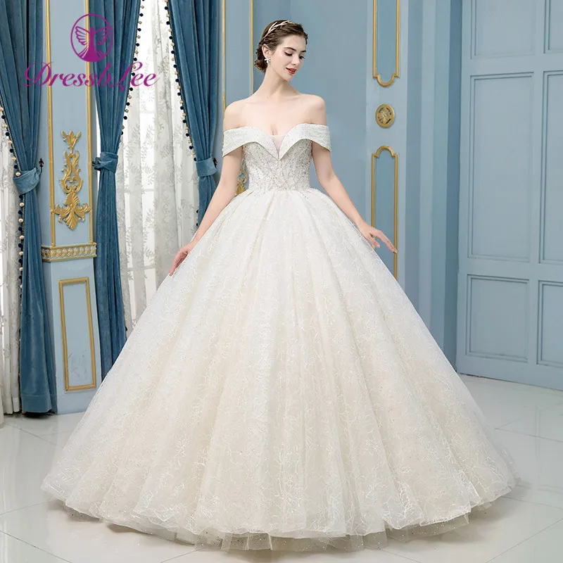 2020 Новое поступление роскошное бальное платье свадебное с открытыми плечами