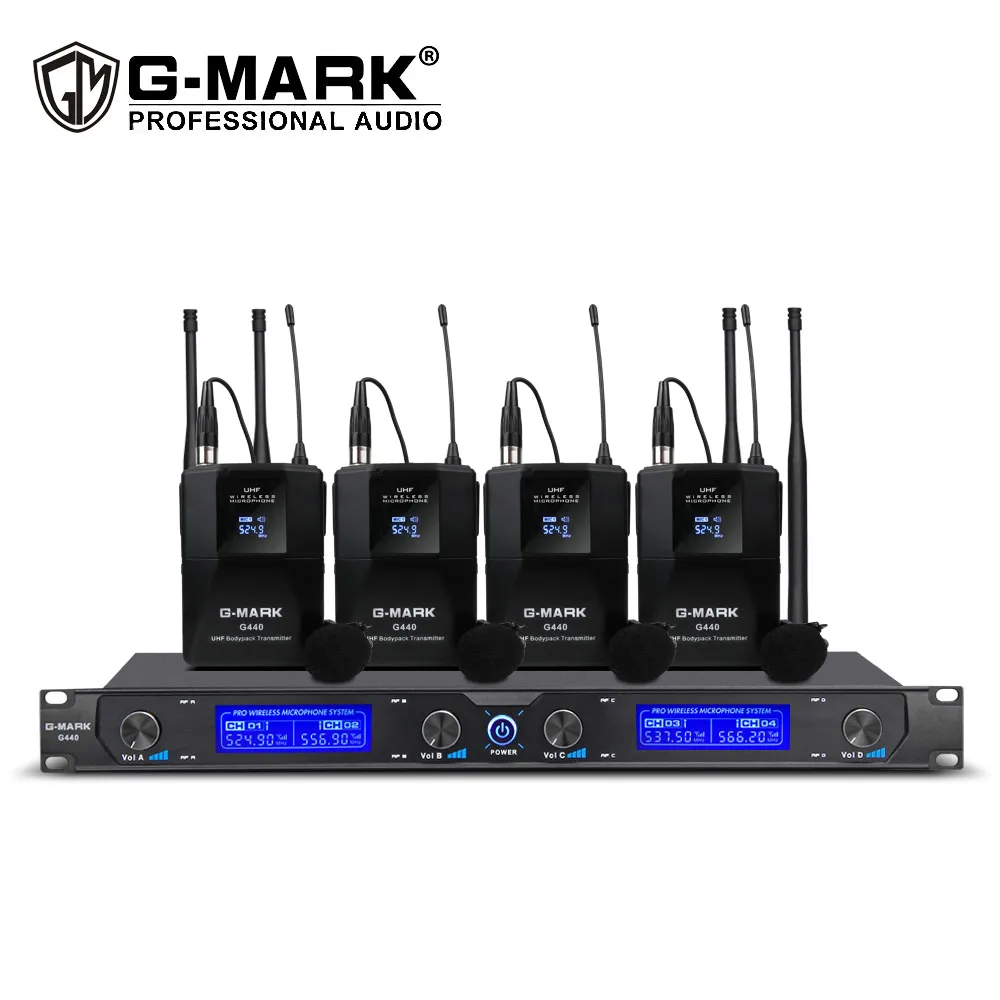 G MARK G440 Беспроводной петличный микрофон 4 канала УВЧ для конференц зала Свадебная