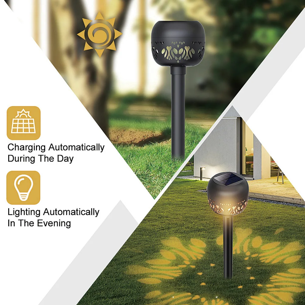 Светодиодный солнечный Фонари светильник полый цветок проекции газон ставка