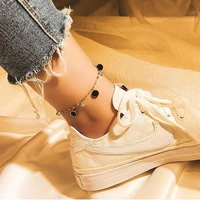 fashion exquisite round enamel gold anklets waterproof stainless steel women chain sandals barefoot zircon anklet summer jewelry