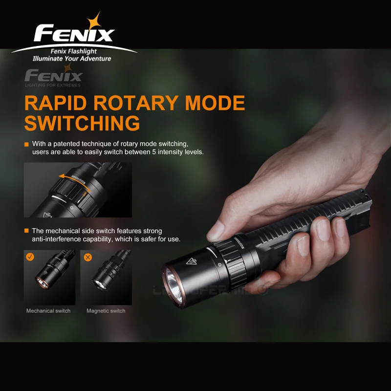 AA фонарь светильник Fenix LD42 1000 люмен высоковыходной светильник вспышки с механическим поворотным переключателем