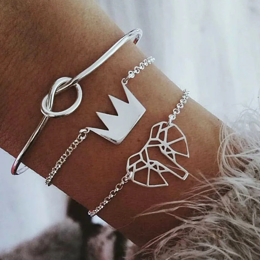 

FNIO Bohemian Crown Bracelet Bracelet Women Fashion Silver Color Bracelet Jewelry Party Gift