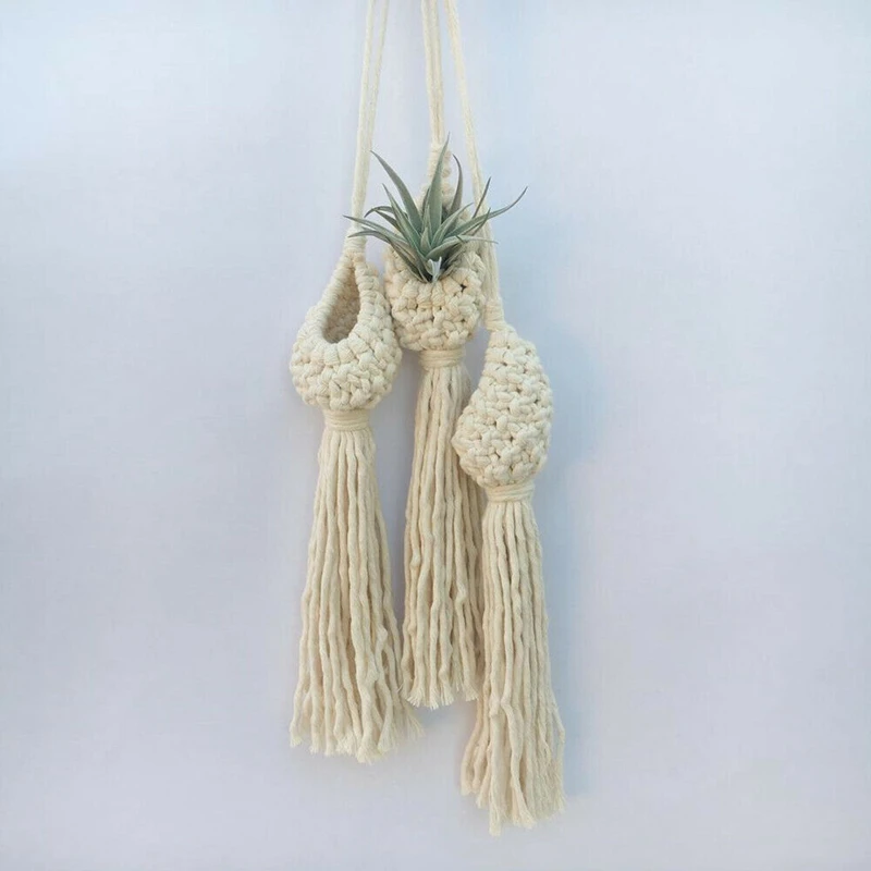 Boho Macrame Air Plant Hanger Tillandsia Hanging Basket Rope Holder Flower Home Decor | Дом и сад