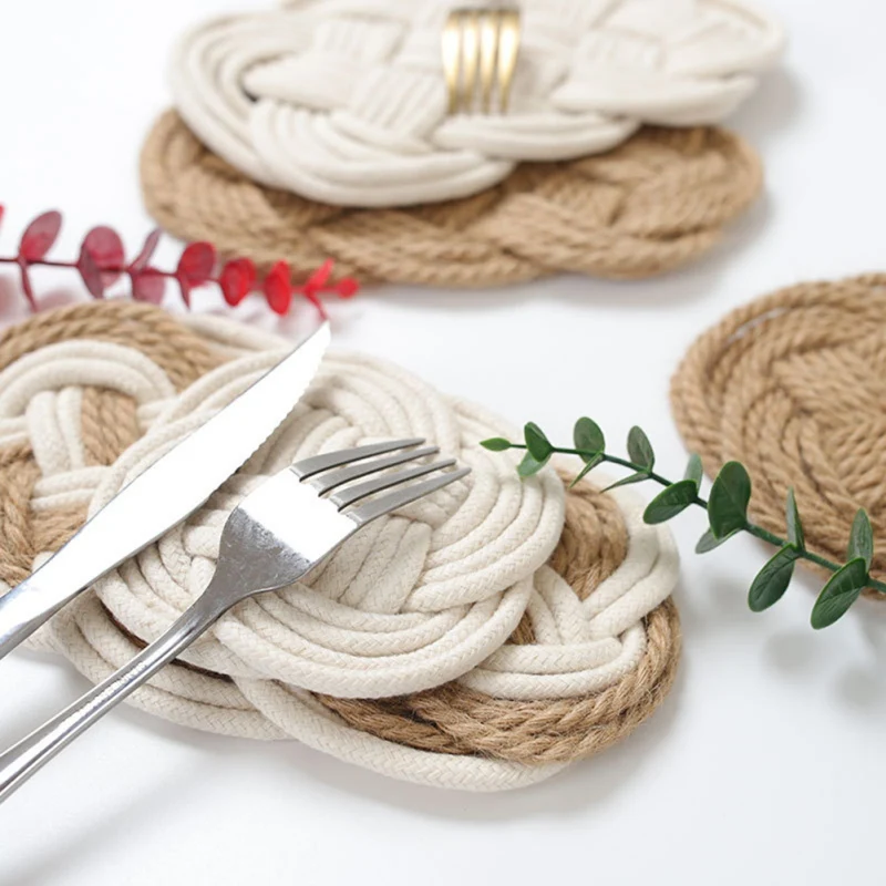 Обеденный стол столовые салфетки тканые хлопчатобумажные нитки джутовый мат