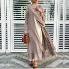 Женское мусульманское модное Многоярусное кимоно с абаями из Дубая, открытые спереди, кардиганы, пыльник, арабский, исламский хиджаб, платье, кафтан, Турция, ИД Вечерние