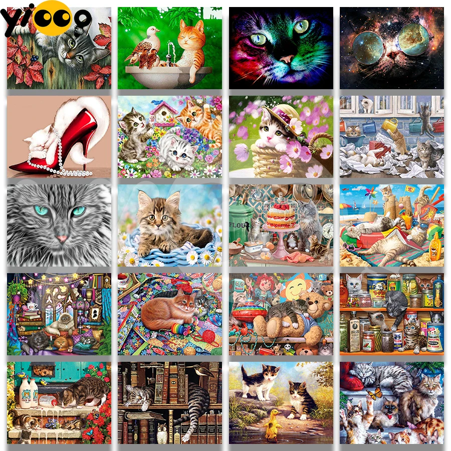 

Full Square/Round Drill Diamond Embroidery Cross stitch Kitten in Everywhere Diamond Painting Rhinestone mosaic Home Decor TC20