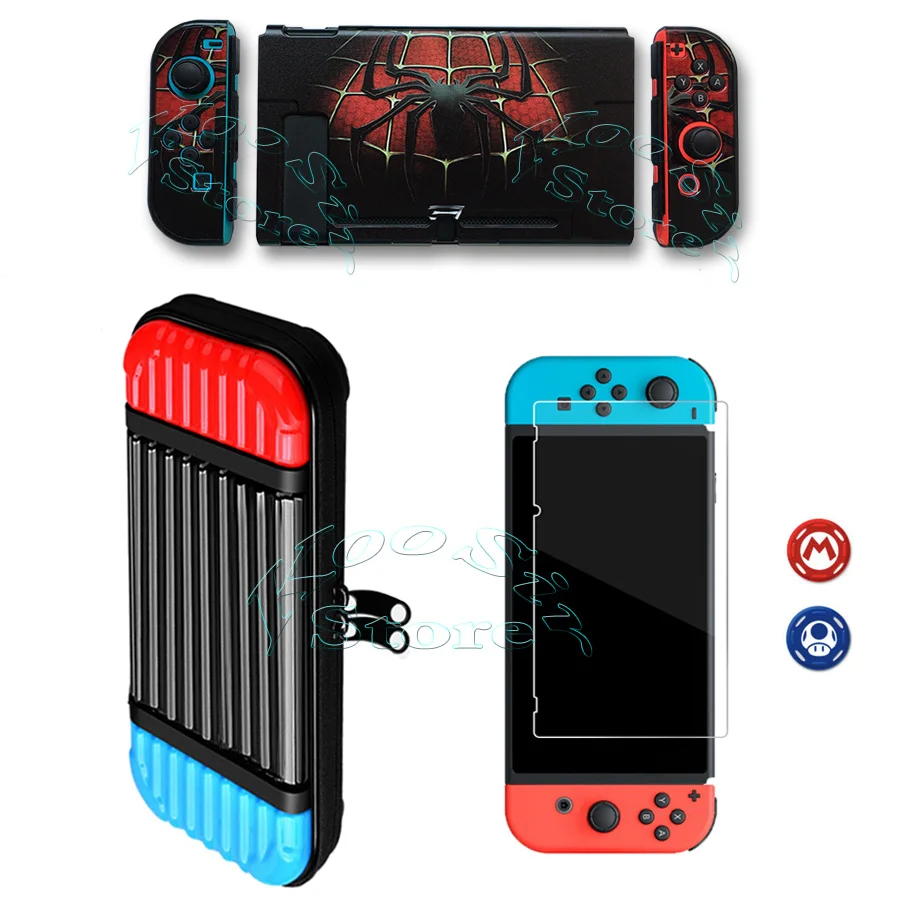5 in 1 Kit Жесткий чехол для nintendo s, сумка для переноски, защитная стеклянная пленка Nitendo Switch, цветная оболочка для nintendo Switch - Цвет: 5 in 1 Kit