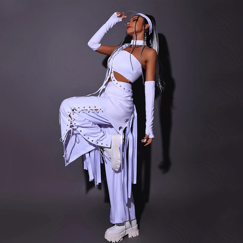 Женский концертный костюм в стиле хип-хоп белые костюмы для вечеринок