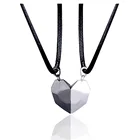 Сердце Пара ожерелья для женщин и мужчин, магнитный черная цепочка, ожерелье, подвеска в готическом стиле с подвесками и ожерелье из циркона квадратной Любители ювелирных изделий 2021 оптовая продажа