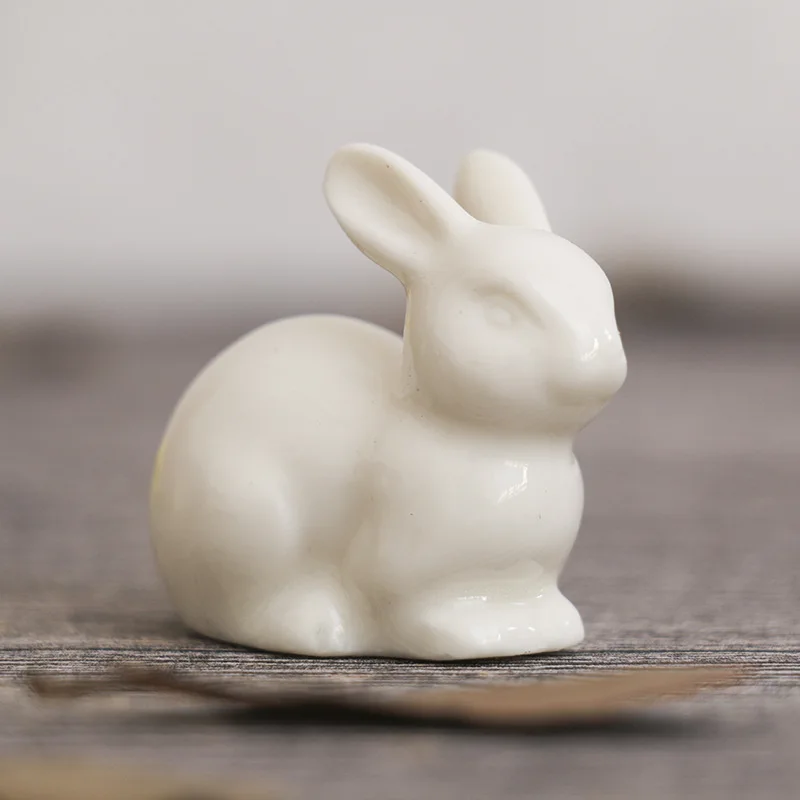 Милый керамический кролик семейный заяц белое украшение для дома настольные