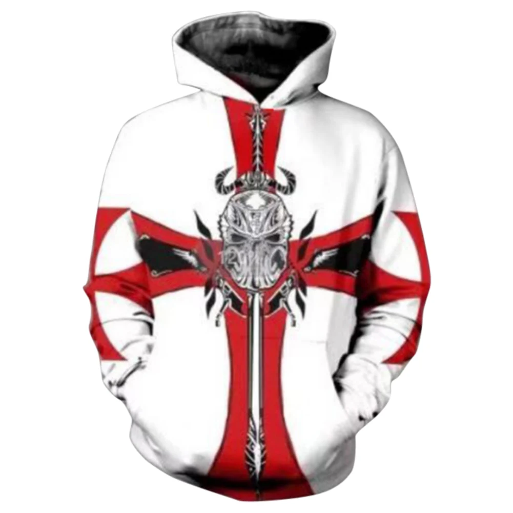 

Adult Men Medieval Knights Templar Armor Hoodie Crusader 3D Print Hooded Pullover Halloween Sweatshirt Costume Casual Coat