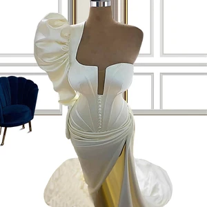 Белый плиссированный корсет на пуговицах, длинные коктейльные платья, халаты для коктейлей, элегантные свадебные платья для женщин