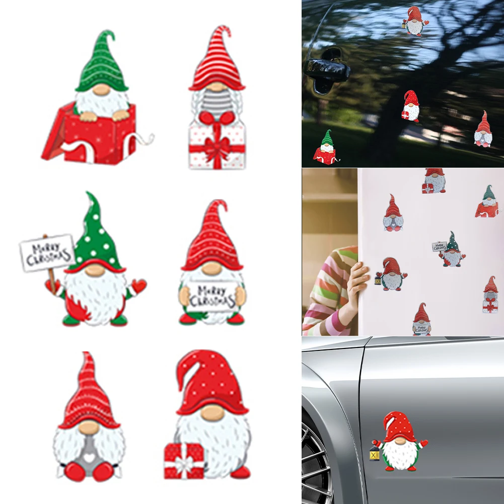 

Christmas Car Stickers Decoration Magnetic Decal Refrigerator Magnets Gnomes Dwarf Reflective Sticker Car Home Decor Accessories