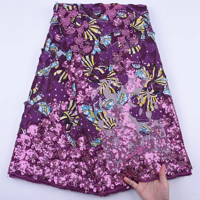 Последние нигерийские кружева с блестками Ткань 5 ярдов Африканский Воск шнур