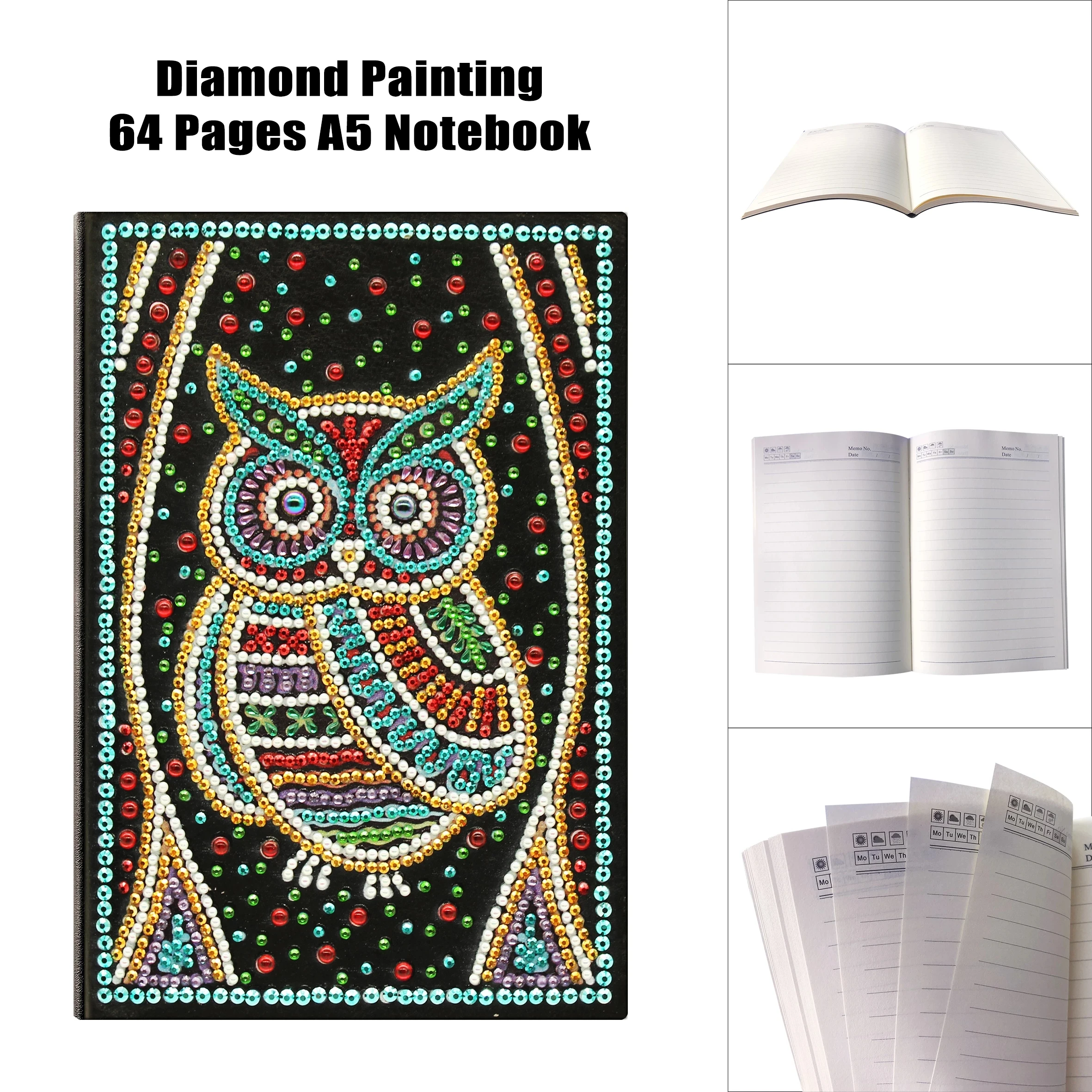 

5D DIY Special Shaped Diamond Painting Notebook Owl Diary Book Pages A5 Notebook Embroidery Diamond Cross Stitch Note Book Gifts