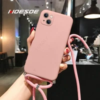 for iphone 13 pro max original plain liquid silicone lanyard case iphone 12 11 pro xs max xr 7 8 crossbody necklace strap cover