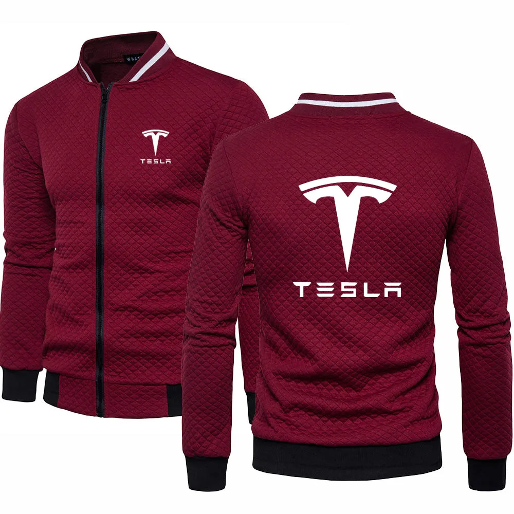 

Mens Sweatshirts Tesla Print Sweatshirt Spring Autumn Mens Jacket Long Sleeve Sportswear Casual Zipper Hoody Male Tops Clothing