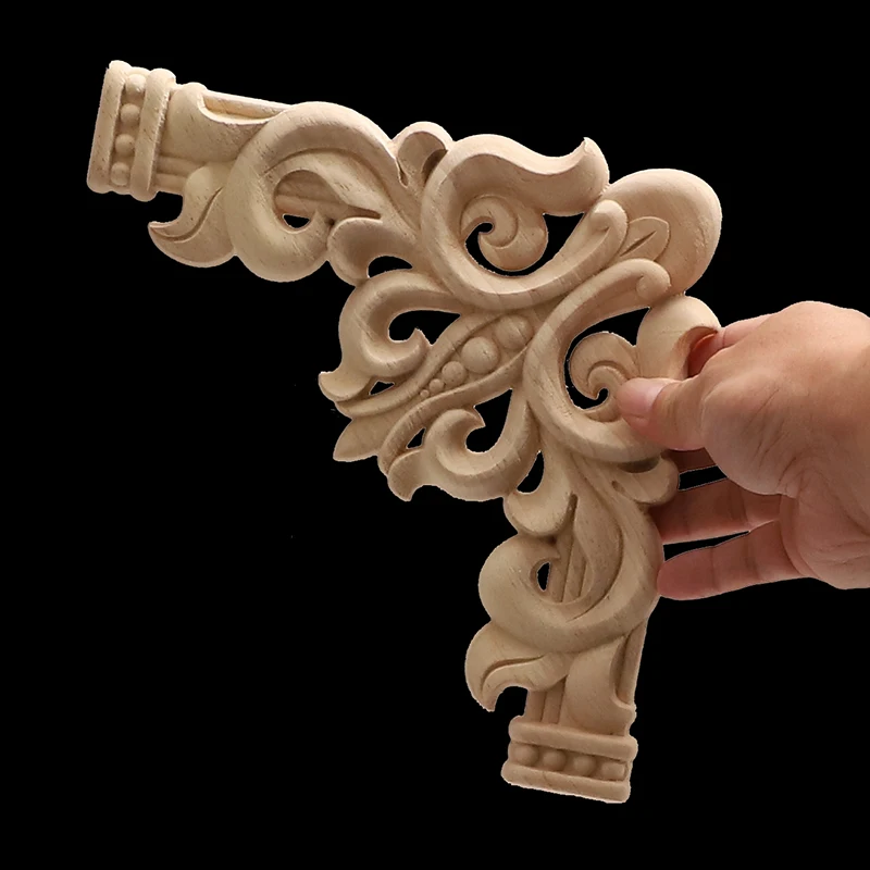 Деревянная аппликация угловой цветок изысканная резьба натуральная мебель