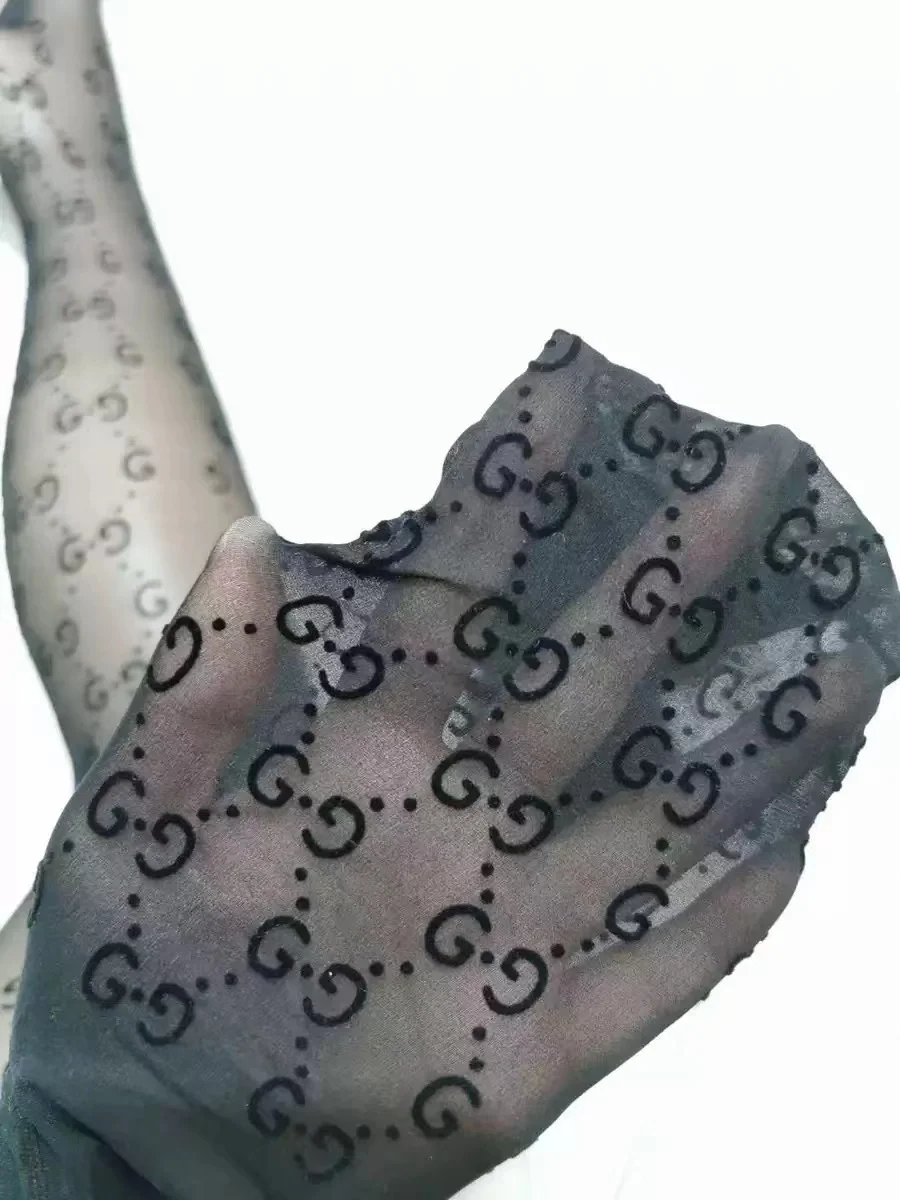 

Autumn and winter letter net gauze pants explosion G letter leggings flocking stockings mesh breathable printing leggings