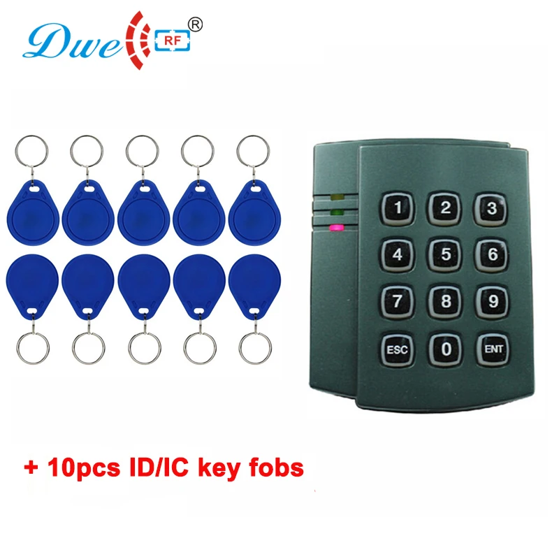 

DWE CC RF Control card readers 12V wiegand RFID proximity plastic keypad smart card reader with 10pcs tags