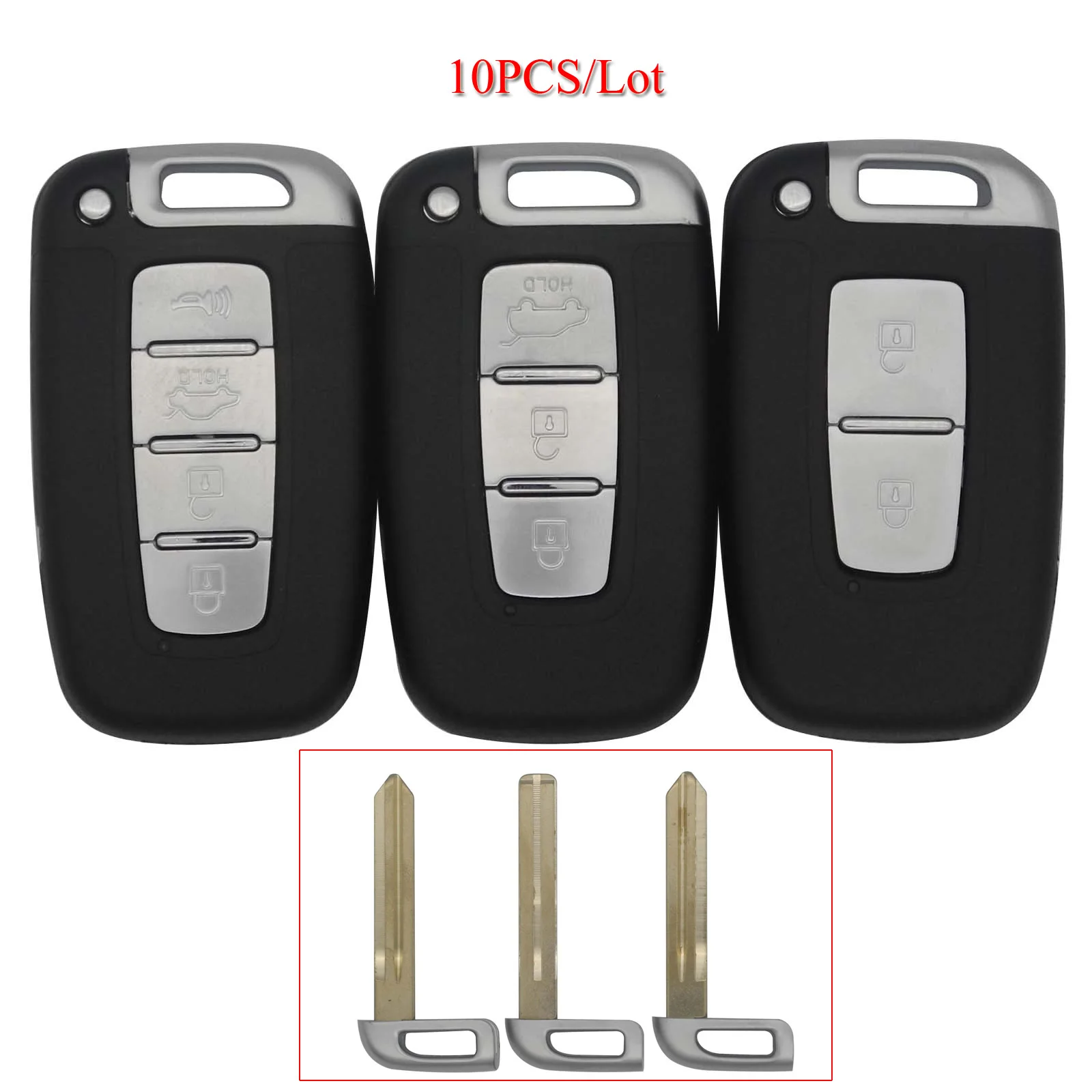 

jingyuqin 10PCS/Lot Car Key Shell For Kia For Hyundai I45 IX35 Veloster Tucson Sonata Elantra 2/3/4Buttons Remote Key Case Cover