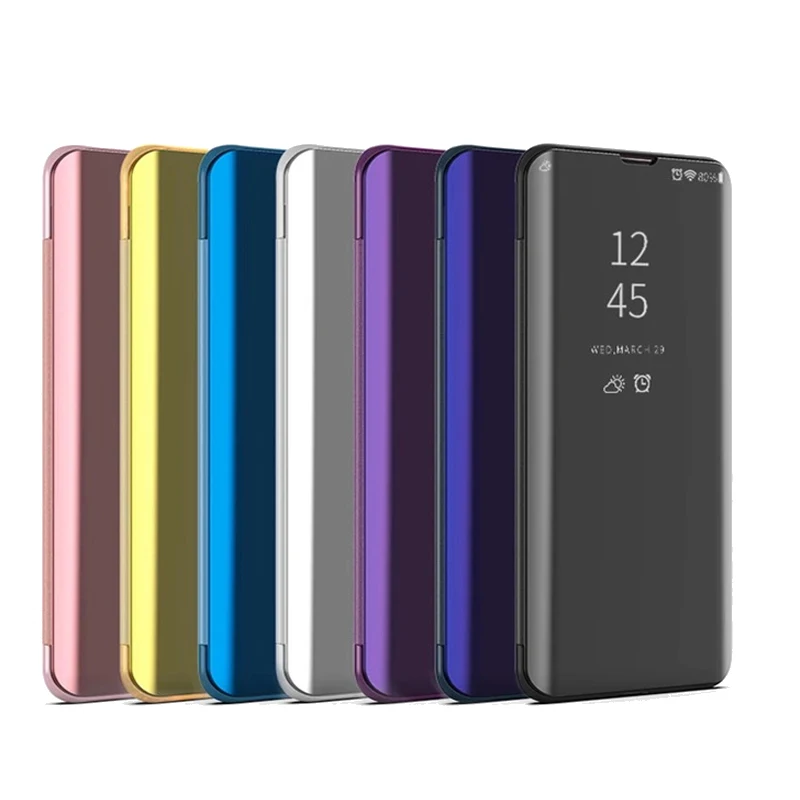 Чехол для Samsung A51 A71 противоударный чехол из искусственной кожи с зеркальным