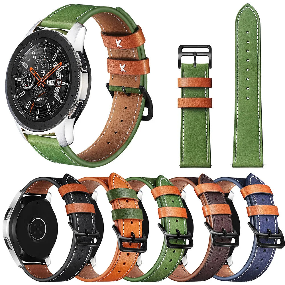 

Ремешок кожаный для Samsung Galaxy Watch 4 3 Classic Band, изысканный браслет для Active 2 40 мм 44 мм, 42 мм 46 мм 41 мм 45 мм, 20 мм 22 мм
