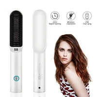 portable wireless hair curler new 2022 usb charging hair straightener brush beard styling tool scalp massager hot heating comb