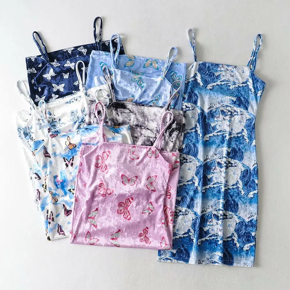 

Dresses Blue Sexy Mini for women sundresses Mini Sexy Slim Elastic Suspender Woman clothes