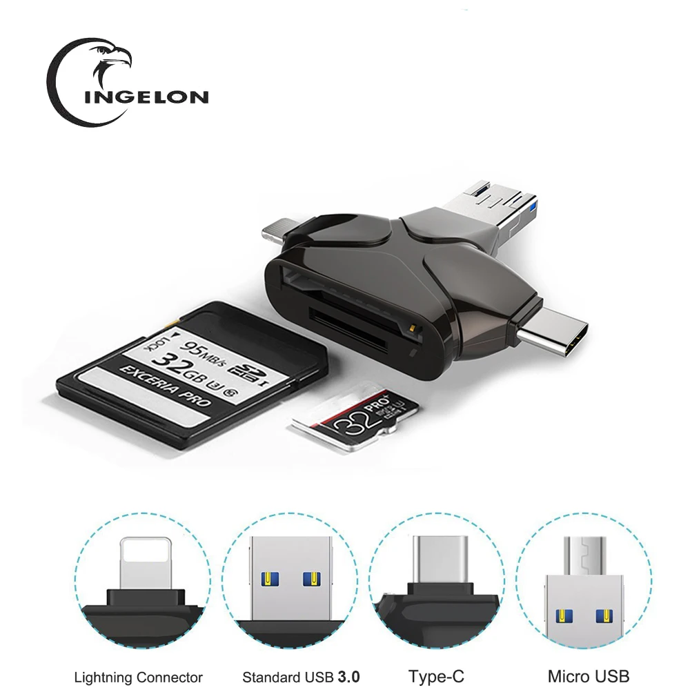 

Ingelon SD Card Reader Micro Card Adapter Metal USB 3.0 microsdhc/sdxc to xqd Cardreader OTG adaptador usb for lightning adapter