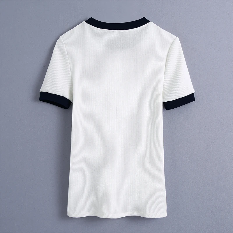 

Summer women's casual solid color round neck short-sleeved T-shirt