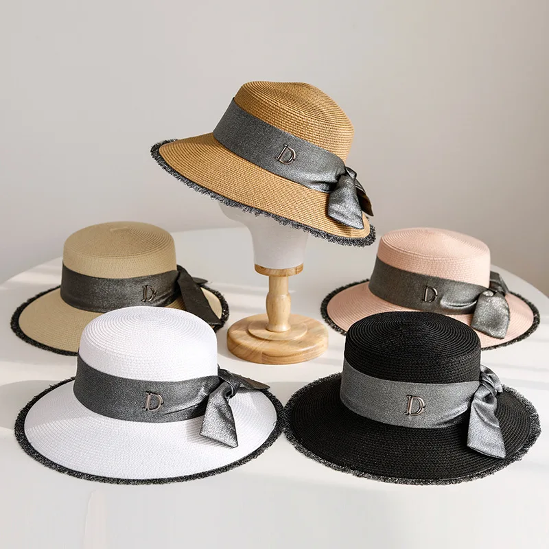 Соломенная шляпа с большим бантом для весны и лета |
