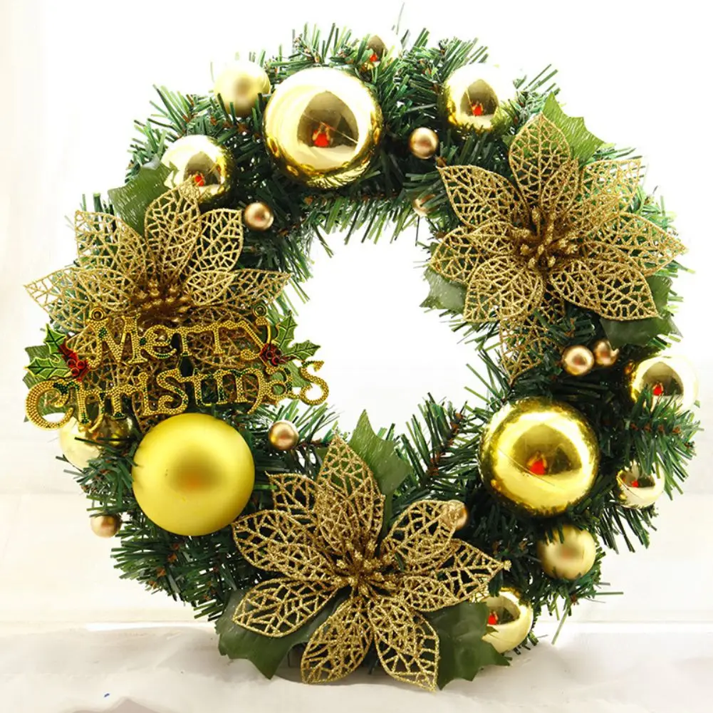 

30cm Christmas Wreath Artificial Plant Rattan Wall Decoration Simulation Fake Flower Garland Door Hanging Wreath For Home Decor