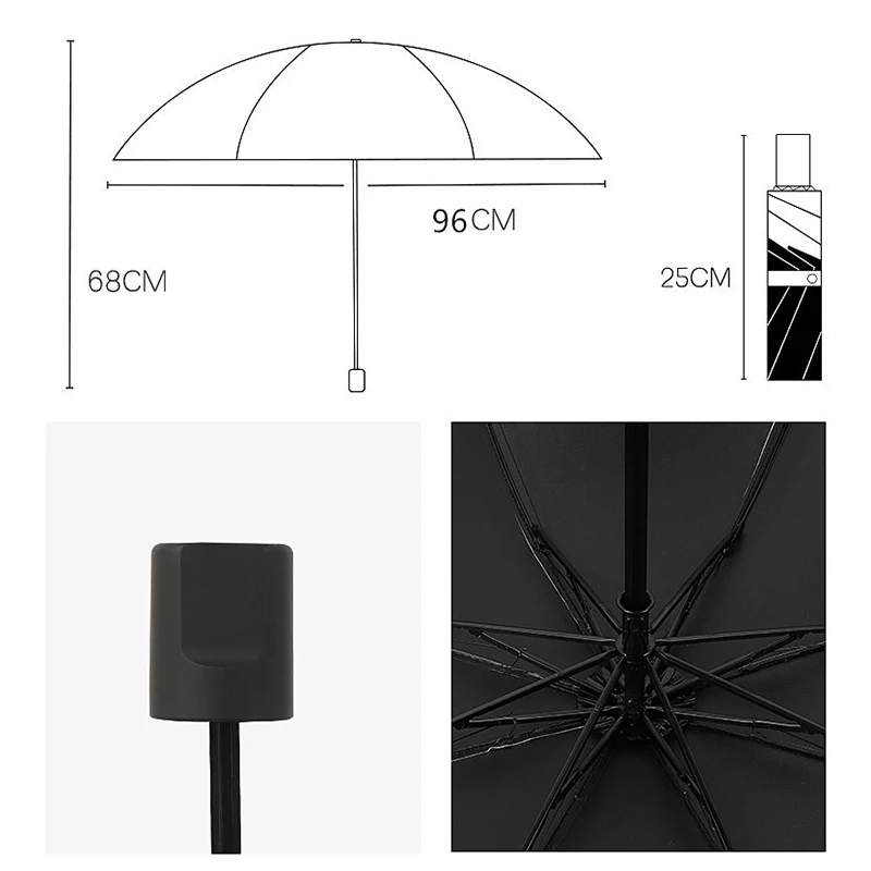 

8 Bone Dual-Use Sunscreen Sunshade UV Umbrella Women Men Simple Solid Color Sun Umbrella Vinyl Parasol Beach Umbrella