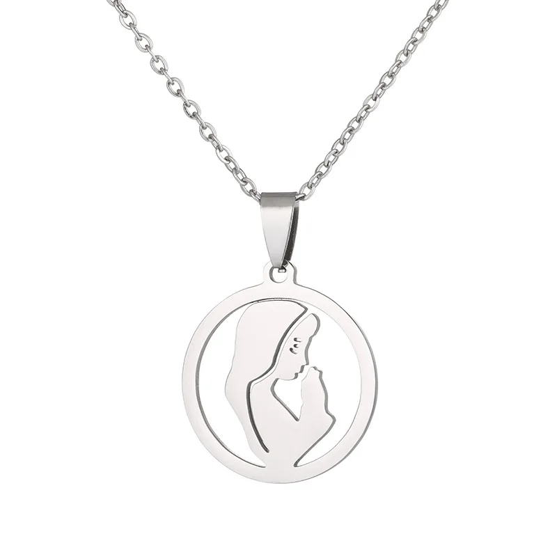 

Fashion Stainless Steel Virgin Mary Pendant Necklace Catholicism Belief Jewelry Gold Plated Chain Hip Hop Jewelry for Unisex